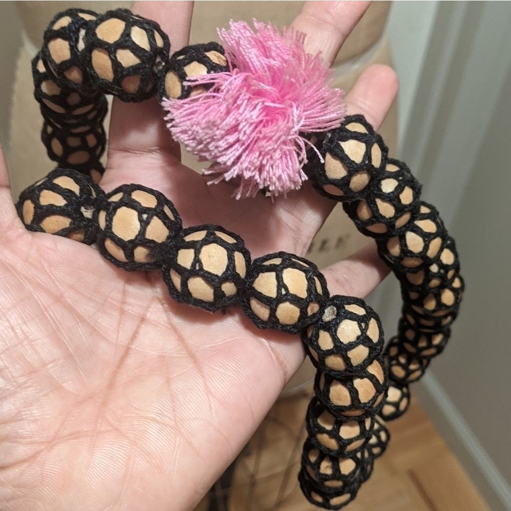 Barney's Crochet and wood bead necklace